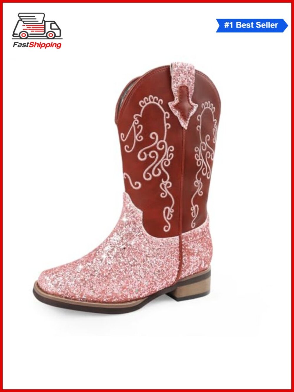✨ Wulubaba Cowgirl Boots for Girls Embroidered Square Toe Western Boots